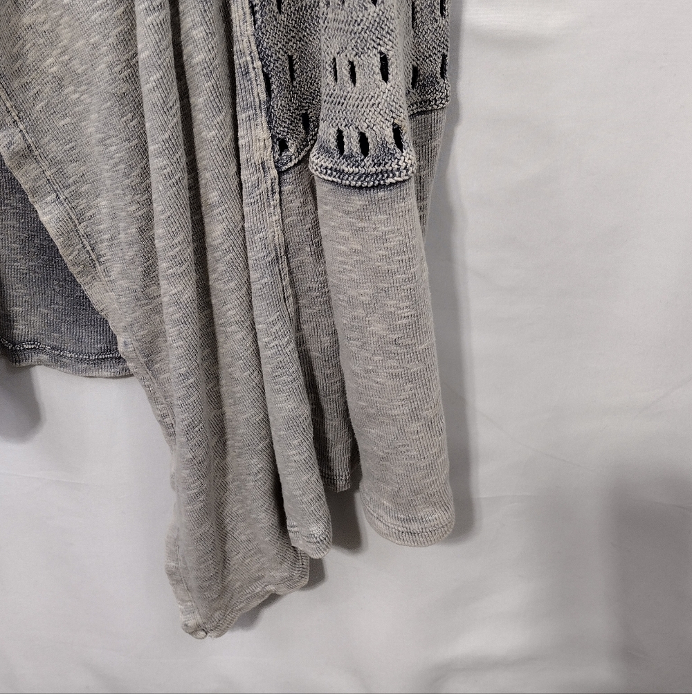 Mind Set By XCVI Pointelle-knit Cardigan Vest Women's XL Tan Gray Boho Retro Y2K - Picture 3 of 6